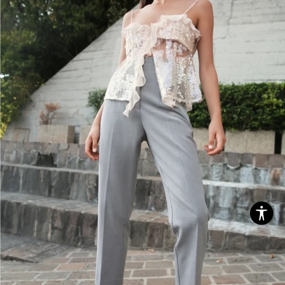 Zara high waisted pants trousers - pearl grey - Picture 4 of 8